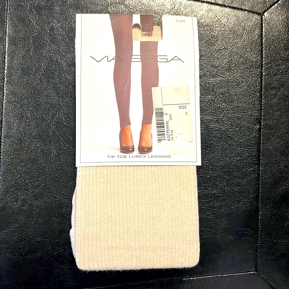 Via Spiga Lurex Leggings NWT  Tea Rose S/M